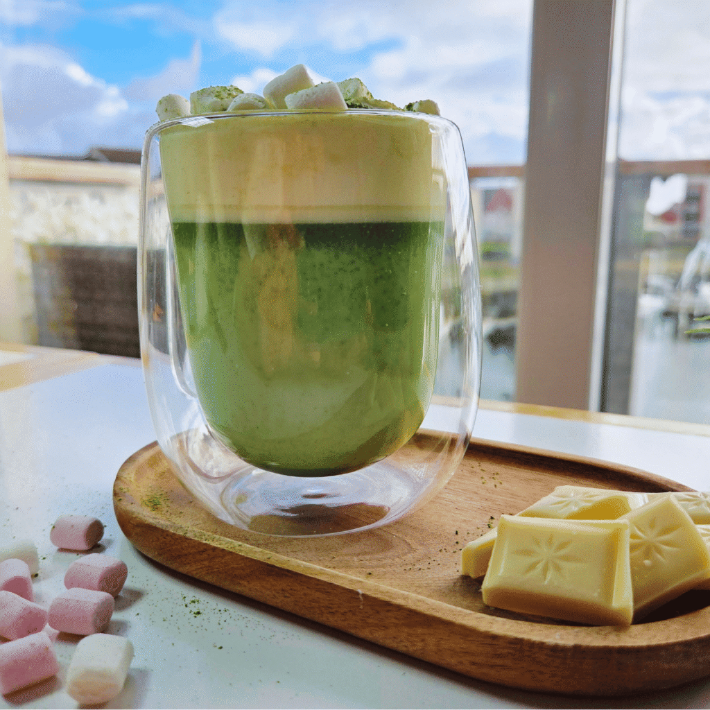 Matcha white hot chocolate