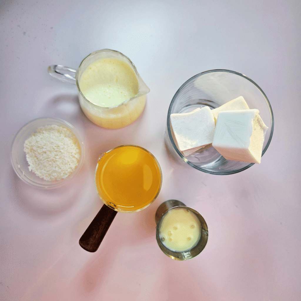 ingredients needed to make white christmas colada mocktail