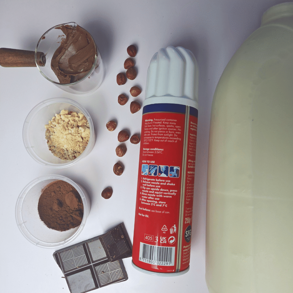 Ingredients needed to make nutella hot chocolate