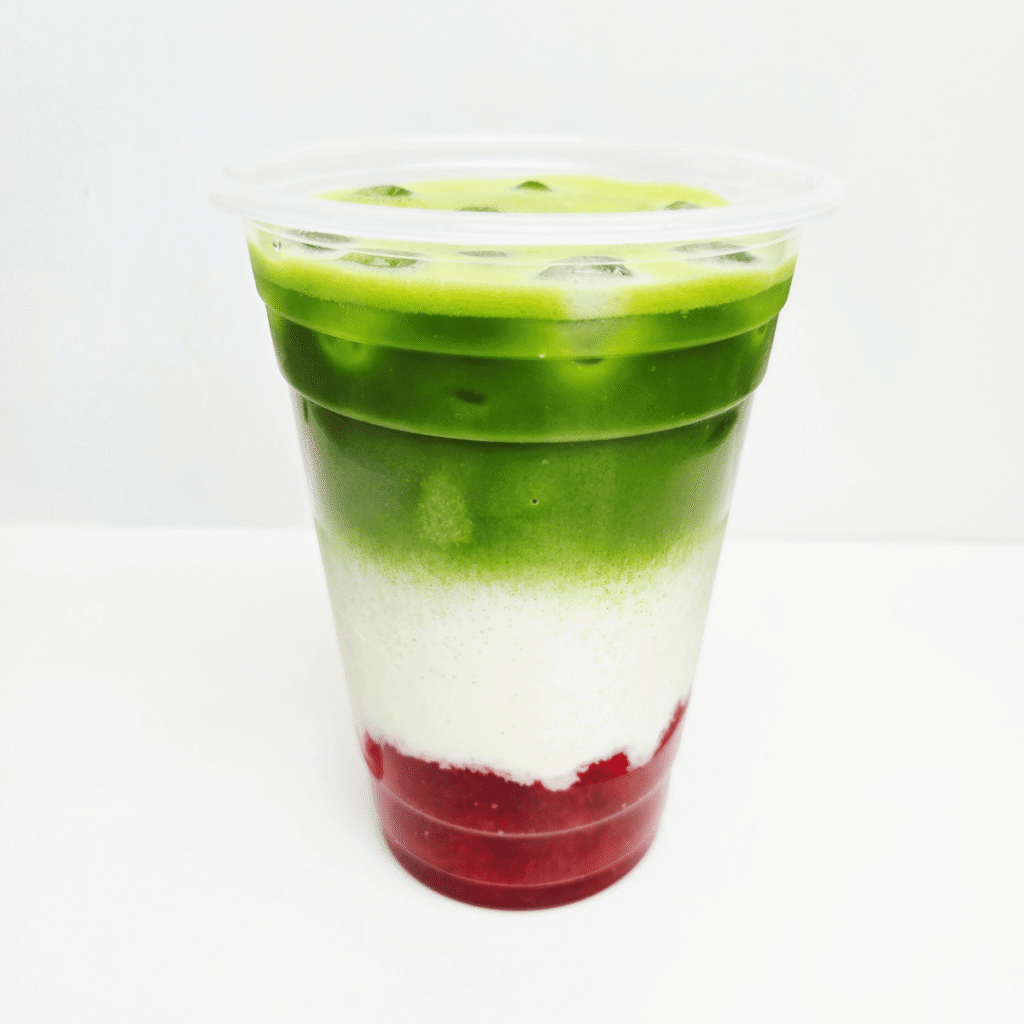 Strawberry Matcha Latte Layered Drink